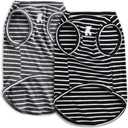Koneseve Dog Shirt Vest Lightweight Stretchy Dog T-Shirts Soft Cool Sleeveless Stripe Vests Breathable Clothes for Puppy Kitty Cats Small Medium Large Dogs 2 Pack Black + Grey [ 2XL ]