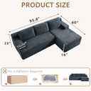 96" Modular Sectional Sofa, Modern Corduroy L Shaped Cloud Couch, Boneless Upholstered Couches with Deep Seat for Living Room, No Assembly Required (Dark Grey, Right Facing Chaise), 96.1'' L Shaped-3 Seaters-Right Facing Chaise