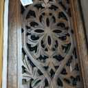 Free Standing Dog Gate – 4 Panel Foldable Wooden pet gate Indoor 56" W x 28" H, Hand-Carved Solid Wood & MDF, Portable Indoor Gate for Doorways, Halls, Stairs – Fully Assembled, Burnt Finish