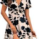 RUMIA Womens Casual Dresses Wrap V Neck Dress A-Line Ruffle Sleeve Summer Sundress Fashion 2026 (M)