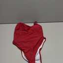 Women's Sexy One Piece Bathing Suit Swimsuit High Cut Leg Cheeky Coverage, Adjustable Thin Strap, Red Medium