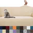 YEMYHOM Couch Cover Latest Jacquard Design High Stretch Sofa Covers for 3 Cushion Couch, Pet Dog Cat Proof Slipcover Non Slip Magic Elastic Furniture Protector (Sofa, Beige) (Large (71"-91"))