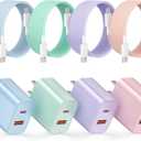 4-Pack for iPhone 15 16 17 Charger Fast Charging, 20W Dual Port Type C Charger Fast Charging Colorful USB C Charger Block with 6FT USB C to C Cable for iPhone 17 Pro Max/16 Pro Max/15 Pro Max/iPad Pro