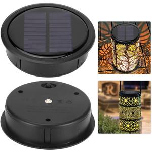 2 PCS Upgraded Solar Light Replacement Top for Outdoor Hanging Lanterns, 4.13 inch Warm White LED Solar Panel Lantern Lid Lights Parts, DIY Home Garden Night Decor Patio