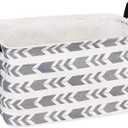 Rectangular Storage Basket Fabric Organizer Bin for Toys, Books, Clothes, Gifts, Pets-Perfect for Home,Office,Nursery,Dorm,Shelf(Rec Grey Arrow)