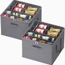 Lifewit Shoe Storage Organizer for Closet, Fits 12-16 Pairs, Large Shoe Box Storage Containers with Clear Cover and Reinforced Handles, Foldable Storage Bins Fits for Boots Heels Sneakers, 2 Pack Gray