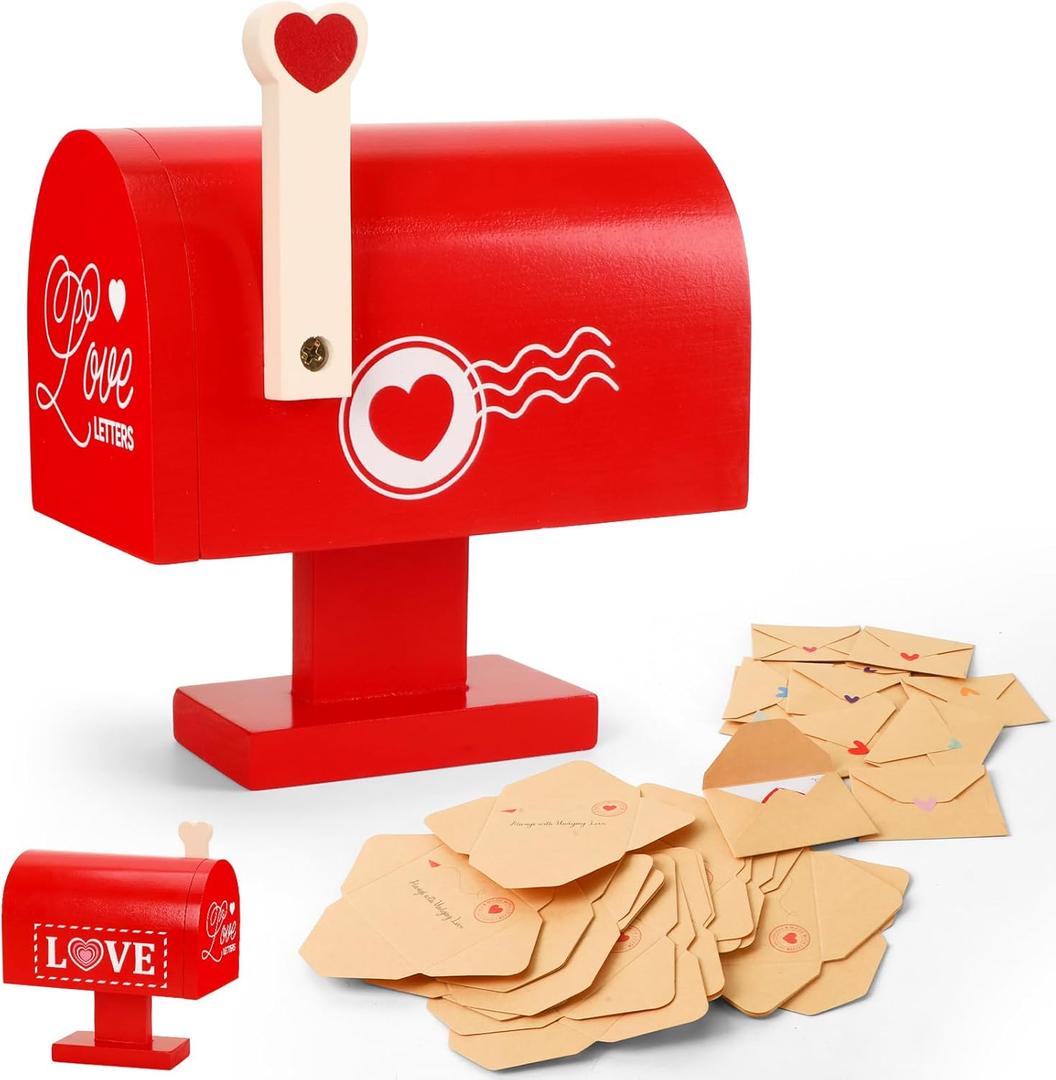 Wooden Love Mailbox with Mini Envelopes, Romantic Valentines Gifts for Him  Thoughtful Valentines Day Gifts for Husband Boyfriend, Cute I Love You Gift for Him Her