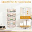 EsLuker.ly Earring Holder Organizer Rotating Display Tree Stand, Adjustable Height Earring Card Hanger Rack with 50 Hooks for Vendors Market Selling, 5 Tier Metal Jewelry Storage Tower, White