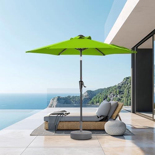 Ayge 7.5FT Large Outdoor Patio Umbrella Market Table Umbrella-UV Resistant, Easy Push Button Tilt and Crank, 6 Sturdy Fiberglass Ribs Heavy-Duty Pool Umbrella for Deck, Backyard,Garden, Yard