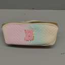 Personalized Initial Travel Makeup Bag | Trendy Girls Make up bags, Large Capacity Colorful Cosmetic Bag Organizer for Women, Leather Waterproof Open Flat Toiletry Bags for Teen friends Gifts - B