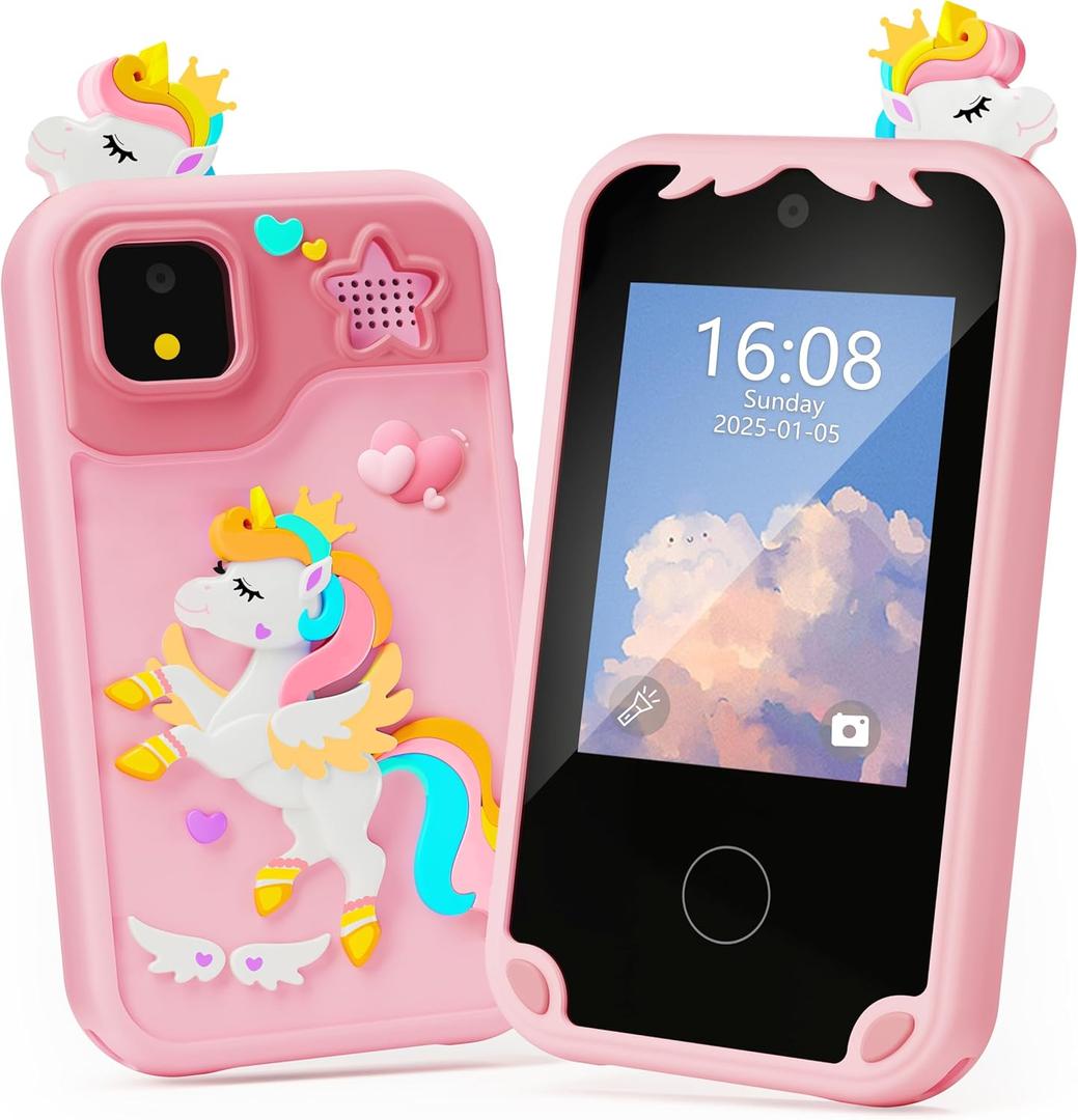 Kids Phone for Girl Toys, Kids Camera Toy Smart Phone Birthday Gifts Toddler Ages 2, 3, 5, 7, 8, 10 Year Old, Educational Learning Toys with 2.8" Touchscreen, Music Player, Video Player, Game(Pink)