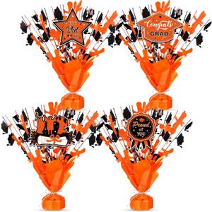 Tatuo 4 Pcs 2026 Graduation Table Centerpieces Party Decoration of Gleam Glitter Foil Graduate Centerpieces for Grad Party Supplies(Orange)