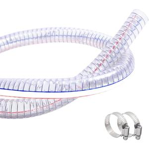 QuQuyi 1-3/4 Inch ID x 2-1/8 Inch OD Heavy-Duty Steel Wire Suction PVC Tubing High Pressure UV Chemical Resistant Thick Vinyl Hose Tube, 3.3 FT