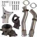 Bellowed Up Pipe Kit with NON-EBPV Pedestal & Exhaust Housing Compatible with 1999.5-2003 Ford F250 F350 F450 F550 7.3L Powerstroke Diesel