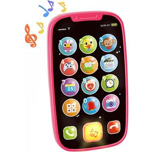 Toys for 1 Year Old Girl Gifts, 15 Functions Toy Phone Toddler Girl Toys, Learning Baby Toys 12-18 Months, Kids Cell Phone Easter Basket Stuffers - Pink