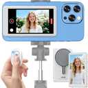 Selfie Monitor Screen iPhone, Vlog Magnetic 4K 30fps Video Recording for iPhone & Android, Wireless Screen Mirroring with Remote Control, Content Creator Essentials, Live Stream & TikTok