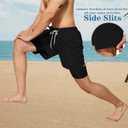 Mens Swim Trunks with Compression Liner 5 inch Inseam Quick Dry Bathing Suit 2 in 1 Board Shorts (Medium, Black)