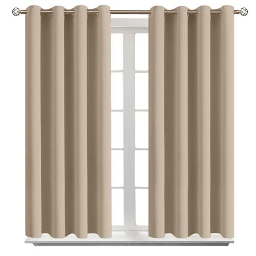 BGment Blackout Curtains - Grommet Thermal Insulated Room Darkening Bedroom and Living Room Curtains, Set of 2 Panels (52 x 54 Inch, Sand)