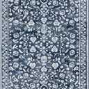 Vintage Washable Runner Rug 2x6, Navy Runners for hallways, Super Soft Kitchen Runner Rug Non Slip, Printed Faux Wool Floral Thin Carpet Runner for Entryway Laundry Room Bedroom
