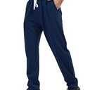 Arloesi Men's Sweatpants Casual Cotton Athletic Open Bottom Pants Straight Leg Joggers with Pockets (XXL, Blue)
