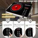 14" Portable Infrared Burner 3500 Electri Burner with 3 Hours Timer-Electric Hot Plate Touch Control Panel Adjustable Heating Power Glass Plate Electric Cooktop for Cooking (Black)