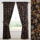 StangH Gold Curtains 90 inches Long Soft Velvet Vintage Print Floral Home Decor Heavy Privacy Thermal Insulated Window Drapes for Living Room/Bedroom/Office, W52 x L90, 2 Panels