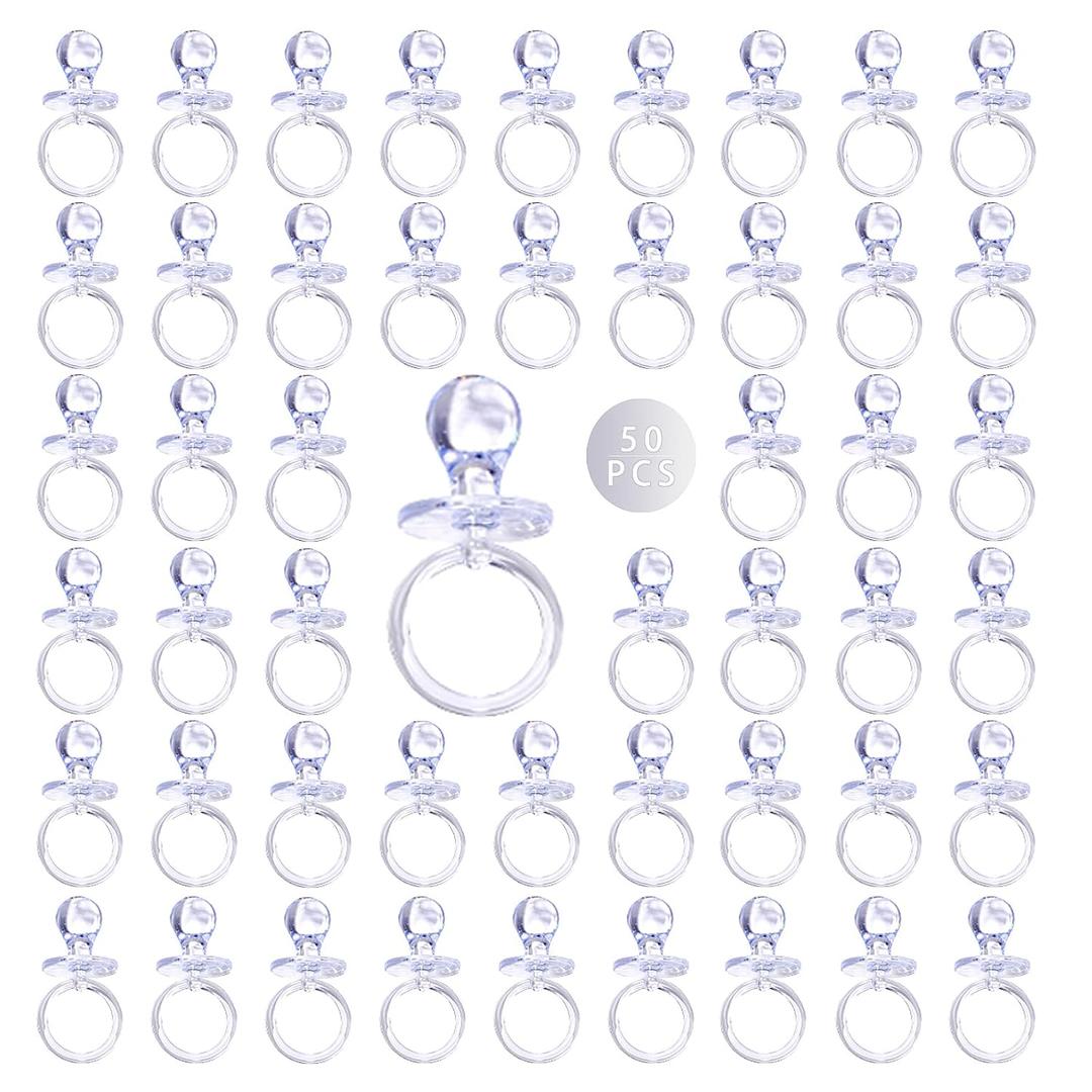 50 Pieces 2.75 Inch Baby Pacifier Baby Shower Plastic Pacifier for Baby Shower Pacifier, Baby Shower Gender Show Party Decoration DIY Baby Shower Birthday Party Gift (Clear)