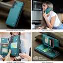 Vinich for Samsung Galaxy S24 FE Wallet Case with Card Holder, RFID Blocking Credit Slots Kickstand Shockproof Phone Cover Fit for Galaxy S24 FE 6.7" Bluish Green
