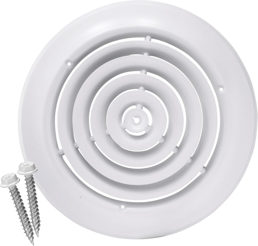 HVAC Premium 12'' Round Ceiling Diffuser - Easy Air Flow - HVAC Vent Duct Cover [White] - [Outer Dimensions: 16'']