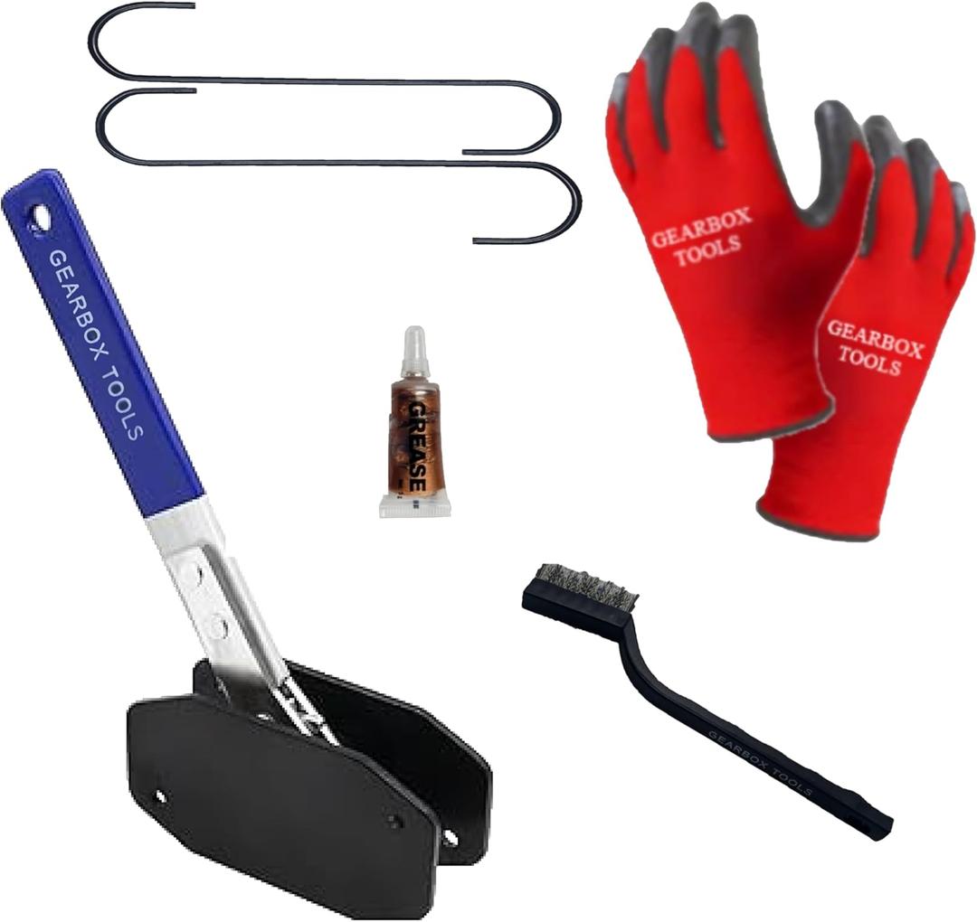 Brake Piston compressor Tool, Gloves, 2 Hooks, Disc Lube, Wire Brush. 5 in 1 Professional Brake Caliper Compression Tool Kit Ratcheting Brake Caliper Tool for Single/Twin/Quad Brake pad spreader tool
