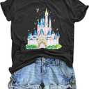 Magical Shirt for Women Magic Kingdom T Shirt Family Vacation Tee Princess Castle Casual Short Sleeve Tops (Black), Medium