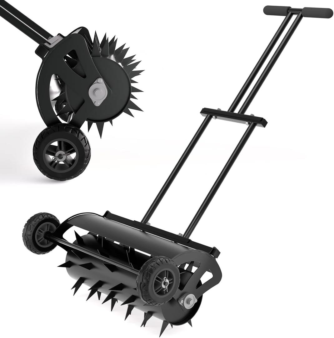 Seeutek Rolling Lawn Aerator - Upgraded Heavy Duty Push Spike Aeration Tool
