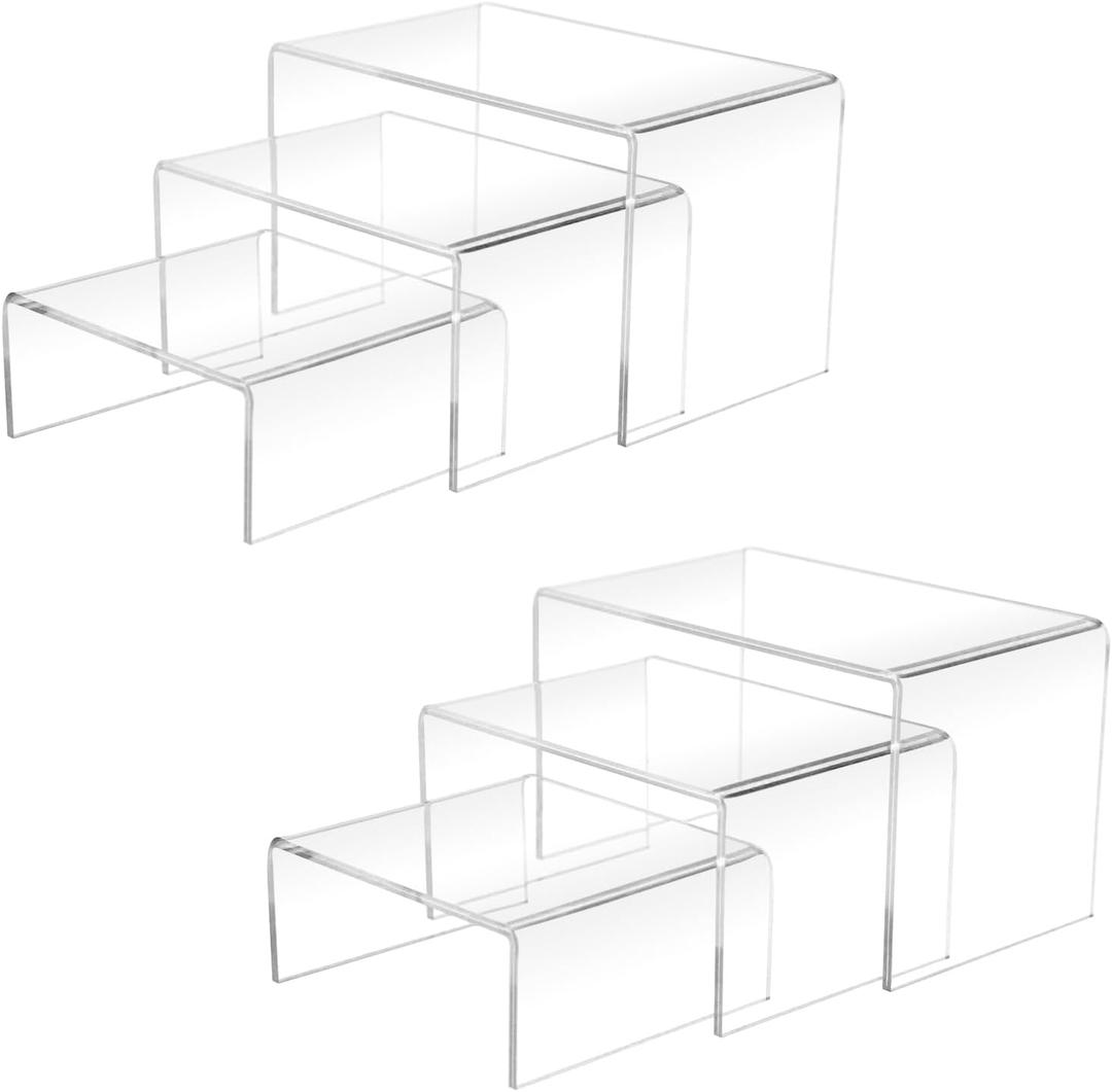 Cerpourt 2 Sets Acrylic Display Risers(4",5",6") Product Stand ((4"x5"x6") Clear Risers)