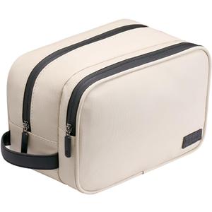 Toiletry Bag for Women, Water-resistant Travel Toiletry Bag, PU Leather Cosmetic Makeup Organizer, Travel Bag for Travel Size Toiletries, Beige