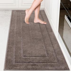PURRUGS Machine Washable Kitchen Rug 32" x 70", Non-Slip/Skid Hallway Runner Rug, Super Absorbent Soft Area Rug for Kitchen, Hallway & Laundry, Rolled Packaging, Grayish Brown