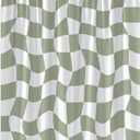 Retro Checkered Shower Curtain Sage Green and White Cute Checkerboard Geometric Vintage 60s 70s Abstract Aesthetic Modern Decor Bathroom Curtain Set with Hook, Size: 70"W x 70"H