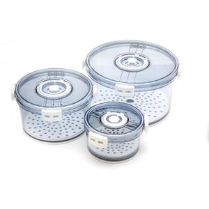 Lettuce Keeper for Refrigerator with Lids Lettuce Crisper 3-Piece Set Date Chronograph Airtight BPA-Free Removable Drain Tray and Air Vents