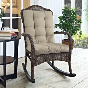 Magpie Fabrics Outdoor Rocking Chair Cushion Set, Tufted Pad for Rocking Chairs with Ties, Seat 19" x 18"/Back 28" x 19", Taupe