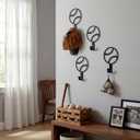 4 Pcs Baseball Metal Key Hooks for Wall Decorative Key Holder 4.7 x 7.1 Inches Coat Rack Wall Mounted Black Art Decor for Gift Coats Hats Towels Bags Hanging