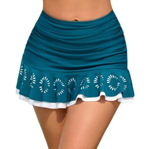 RIHOAS Womens High Waisted Swim Skirt - Bathing Suit Bottoms for Women Ruched Ruffle Swimsuit Swim Skorts with Built-in Brief Tummy Control Bikini Bottom 2026 Malachite Green (Green, L)