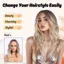 Medium Length Wavy Wigs for Women 18 Inch Middle Part Wavy Wig Natural Looking Synthetic Heat Resistant Fiber Wig for Daily Party Use (18 inch) (Blonde Ash)