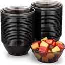 100 Pack Clear Black Plastic Small Bowls 6oz Disposable Hard Plastic Party Serving Mini Bowls for Dessert Ice Cream Candy Fruit Salad Snack Wedding Baby Shower Birthday Valentine Supplies