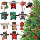 Thyle 36 Pcs Grill Ornaments BBQ Ornaments for Christmas Tree Wooden Tool Christmas Decorations Decorative Hanging Cooking Decorations for Xmas Tree Men Birthday Party Decor