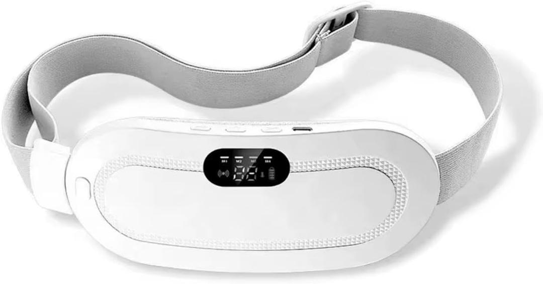 Heating Pad for Period Cramps, Portable & Cordless Back Belly Heat Pad for Menstrual Cramps Relief, Period Heating Belt - 4 Massage Modes (White)