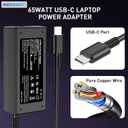 Universal 65W USB C Laptop Charger Compatible with Lenovo,HP, Dell, Acer, Asus, Samsung, Google and More, for Office, School, and Family