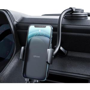 Qifutan Cell Phone Holder for Car Phone Mount Long Arm Dashboard Windshield Car Phone Holder Anti-Shake Stabilizer Phone Car Holder Compatible with All Phone Android Smartphone, Black