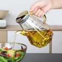 Glass Oil Dispenser Bottle - Glass Olive Oil Bottle for Kitchen, Wide Mouth Borosilicate Glass Cooking Oil Bottles with Lid and Handle (900ML)