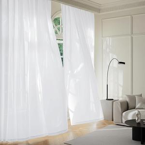 NICETOWN Pure White Semi Sheer Curtains for Living Room 4 Panels Set, W52 x L84 in, Non See Through Privacy Light Filtering Draperies Heavyweight Fabric, Rod Pocket Window Treatments for Patio Door