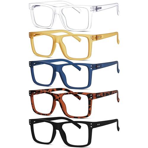 Eyekepper 5-pack Oversized Reading Glasses Square Large Frame Readers for Men and Women +1.75