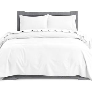 Elegant Comfort Soft 4-Piece 100% Turkish Cotton Flannel Sheet Set - Premium Quality, Deep Pocket Fitted Sheet, Ultra Soft, Cozy Warm Flannel Sheets - Cali King, White